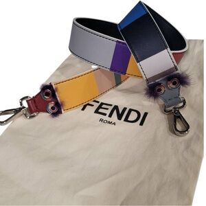 😈👀 Rare Authentic Fendi Monster Bag Strap – Multi-Colour Leather + Fur Eyes 👀😈